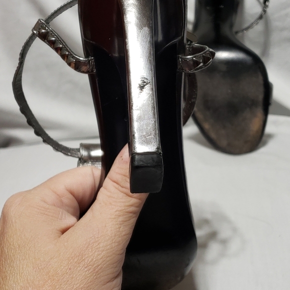 Prada silver studded bling heeled slingback sandal - Picture 7 of 8
